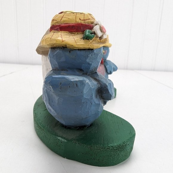 Vintage Eddie Walker Candle Holder Blue Bird Couple Birdhouse Holds 3 Candles - Picture 10 of 13